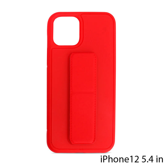 PU Leather Hand Grip Kickstand Case with Metal Plate for iPhone 12