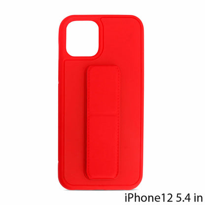 PU Leather Hand Grip Kickstand Case with Metal Plate for iPhone 12