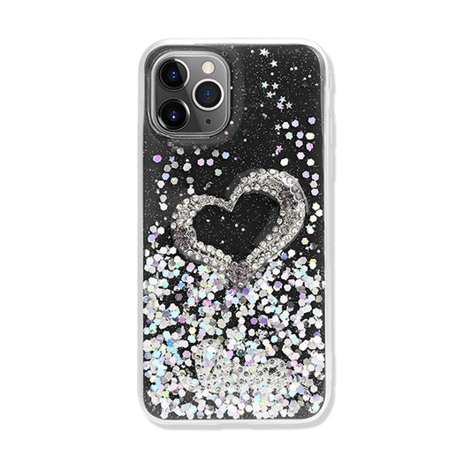 Love Heart Crystal Shiny Glitter Sparkling Jewel Case Cover for iPhone