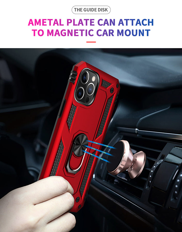 Tech Armor Ring Stand Grip Case with Metal Plate for iPhone 12 Pro Max