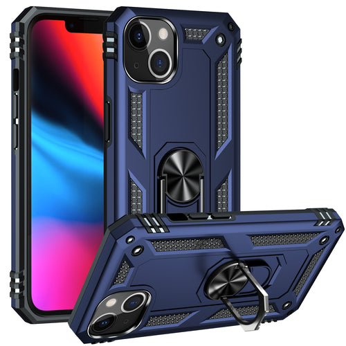 KIKO Tech Armor Ring Stand Grip Case with Metal Plate for iPhone 13