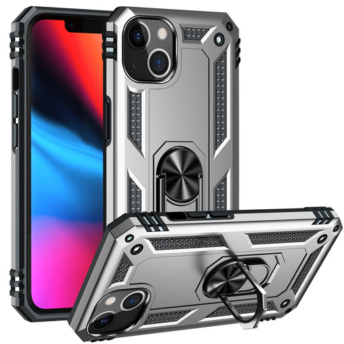 KIKO Tech Armor Ring Stand Grip Case with Metal Plate for iPhone 13