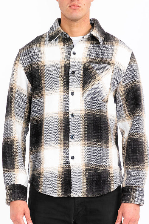 Flannel Shacket Shirt Jacket Wool Blend Button Down
