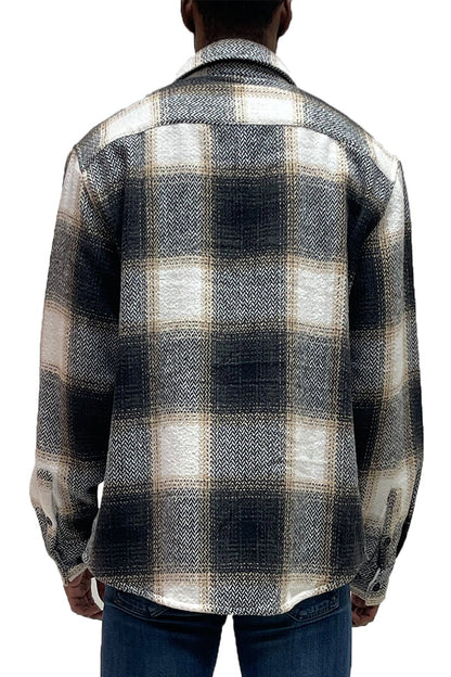 Flannel Shacket Shirt Jacket Wool Blend Button Down