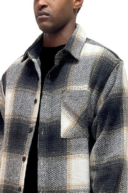 Flannel Shacket Shirt Jacket Wool Blend Button Down