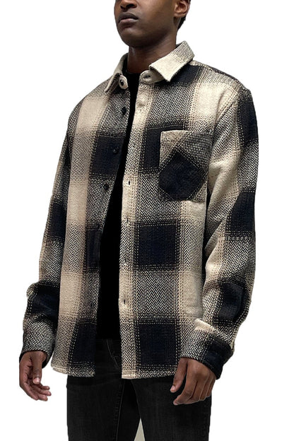 Flannel Shacket Shirt Jacket Wool Blend Button Down