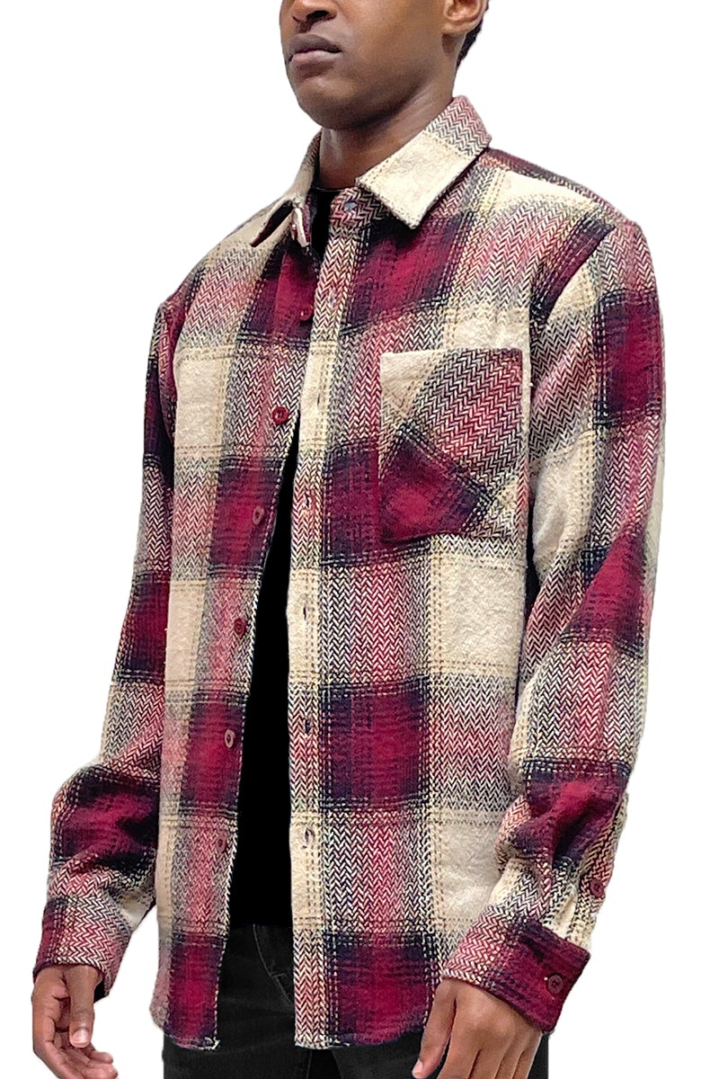 Flannel Shacket Shirt Jacket Wool Blend Button Down