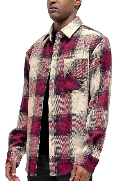 Flannel Shacket Shirt Jacket Wool Blend Button Down
