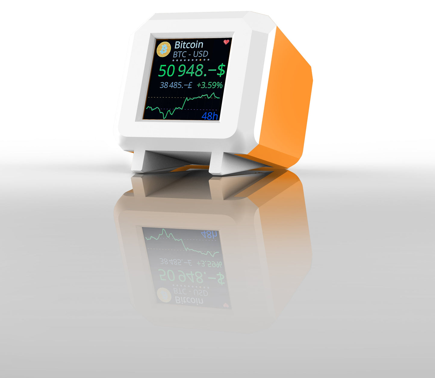 White / Orange Whale Crypto Ticker - LCD Display for Coin & Fiat