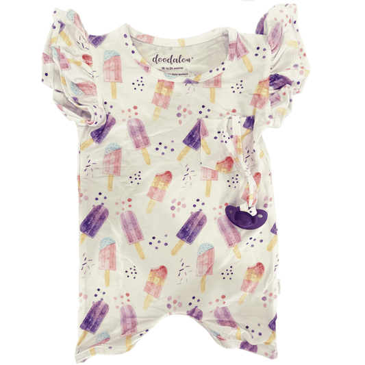 Stay Cool - Doodalou Bamboo Baby Romper Ruffle Sleeves with Shorts - 9
