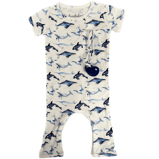 I Whaley Love You - Doodalou Bamboo Baby Romper Short Sleeve with