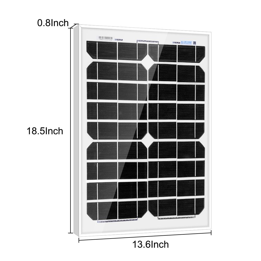 ACOPower 20 Watt Mono Solar Panel for 12 V Battery Charging, Off Grid