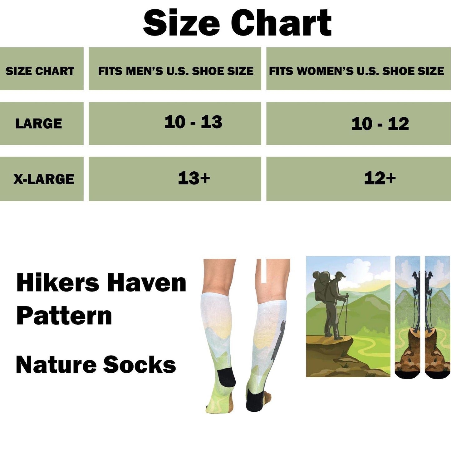 Sierra Socks Hikers Haven Pattern CoolMax Socks, Nature Collection for