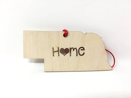 Nebraska State Wood Christmas Ornament