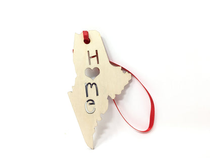 Maine State Wood Christmas Ornament