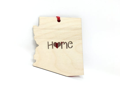 Arizona State Wood Christmas Ornament