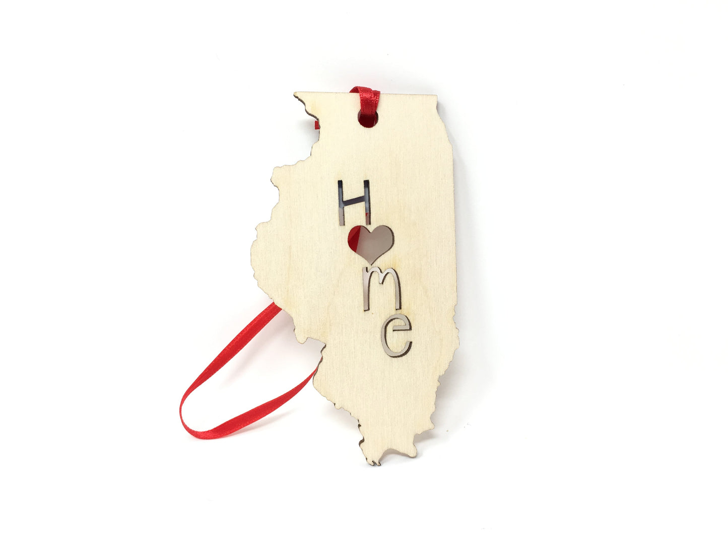 Illinois State Wood Christmas Ornament