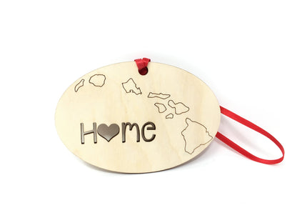 Hawaii State Wood Christmas Ornament