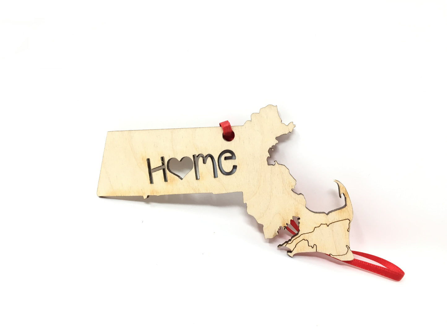 Massachusetts State Wood Christmas Ornament