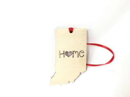 Indiana State Wood Christmas Ornament