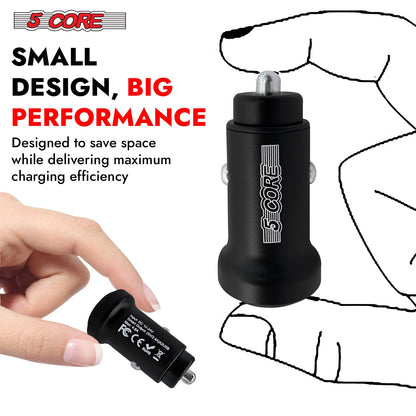5Core Car Charger USB Type C Adapter 24W Fast Charging Anker Outlet