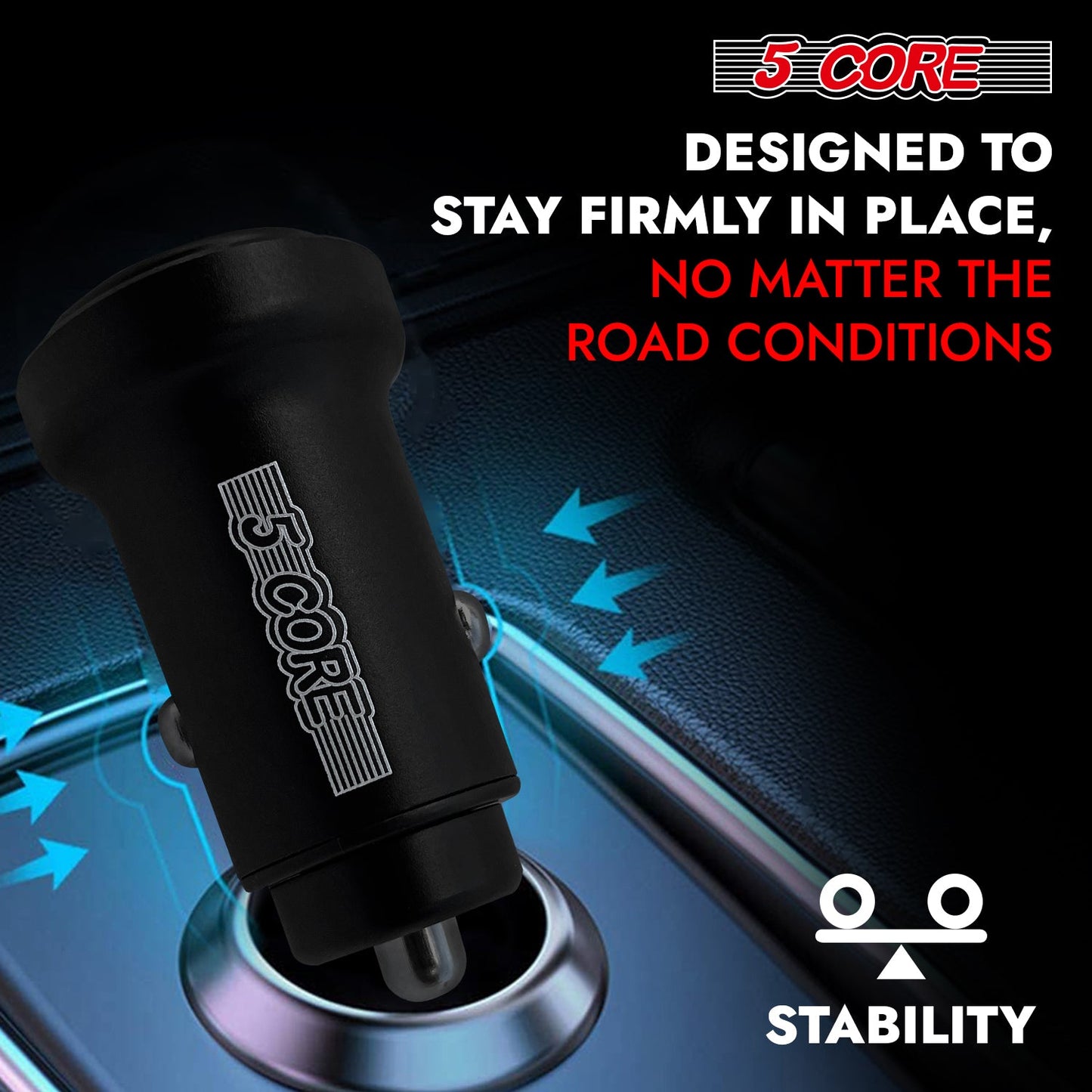 5Core Car Charger USB Type C Adapter 24W Fast Charging Anker Outlet