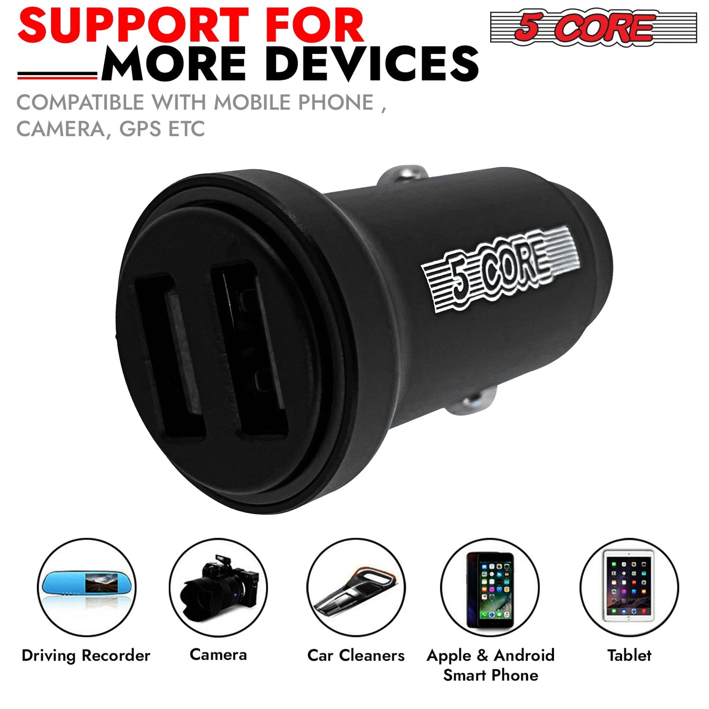 5Core Car Charger USB Type C Adapter 24W Fast Charging Anker Outlet