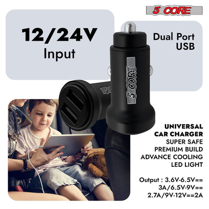 5Core Car Charger USB Type C Adapter 24W Fast Charging Anker Outlet