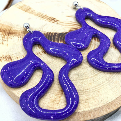 Bright Purple Earrings, Hand Crafted Free Form Earrings , Nickel Free