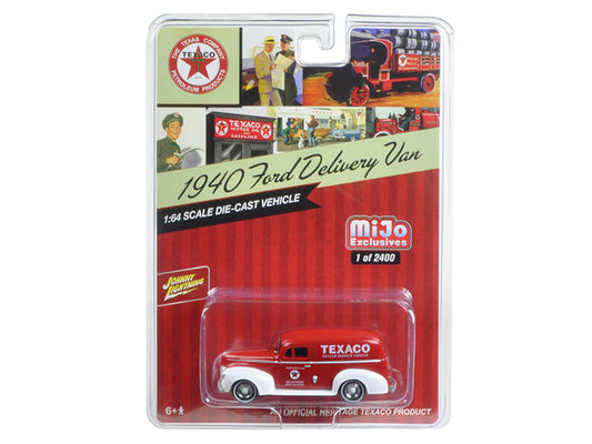 1940 Ford Delivery Van \Texaco\" Red 1/64 Diecast Model Car by Johnny