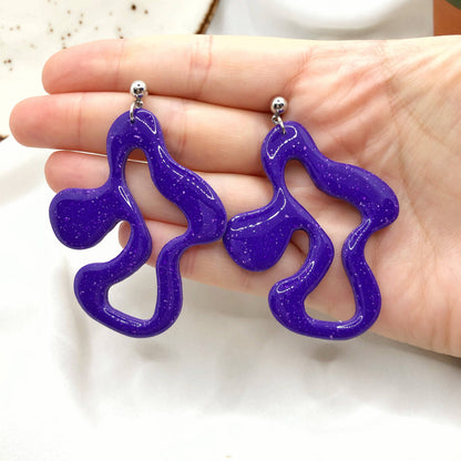 Bright Purple Earrings, Hand Crafted Free Form Earrings , Nickel Free