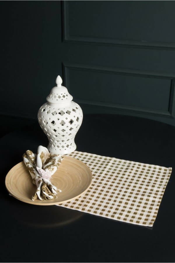 Green Checkered Retro-Printed Placemat Set of 2 - Vintage Inspired