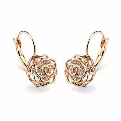 ROSE IS A ROSE 18kt Rose Crystal Earrings In White Yellow And Rose