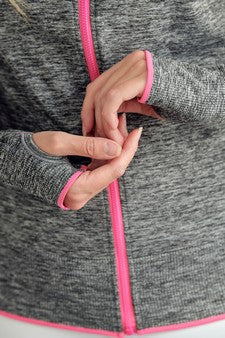Women's Seamless Half Zipper Jacket with Thumb Holes