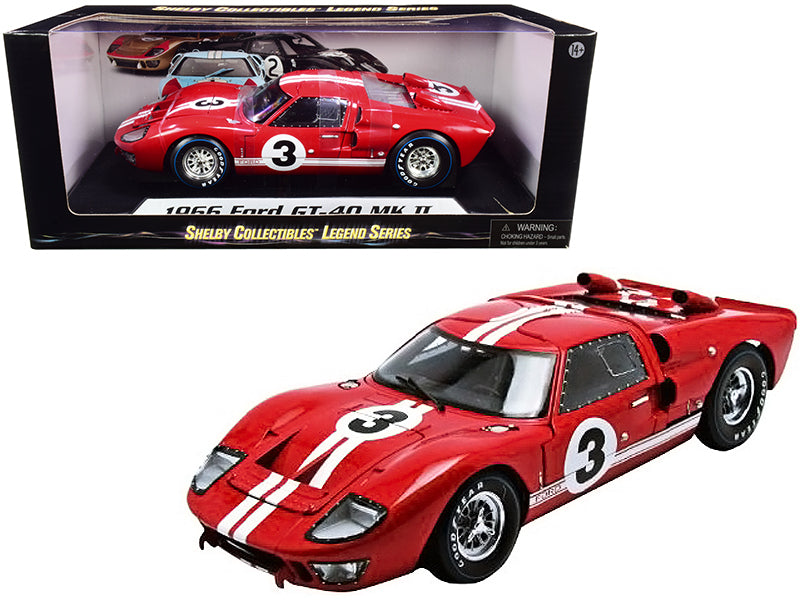 1966 Ford GT-40 MK II #5 Red with White Stripes Le Mans 1/18 Diecast