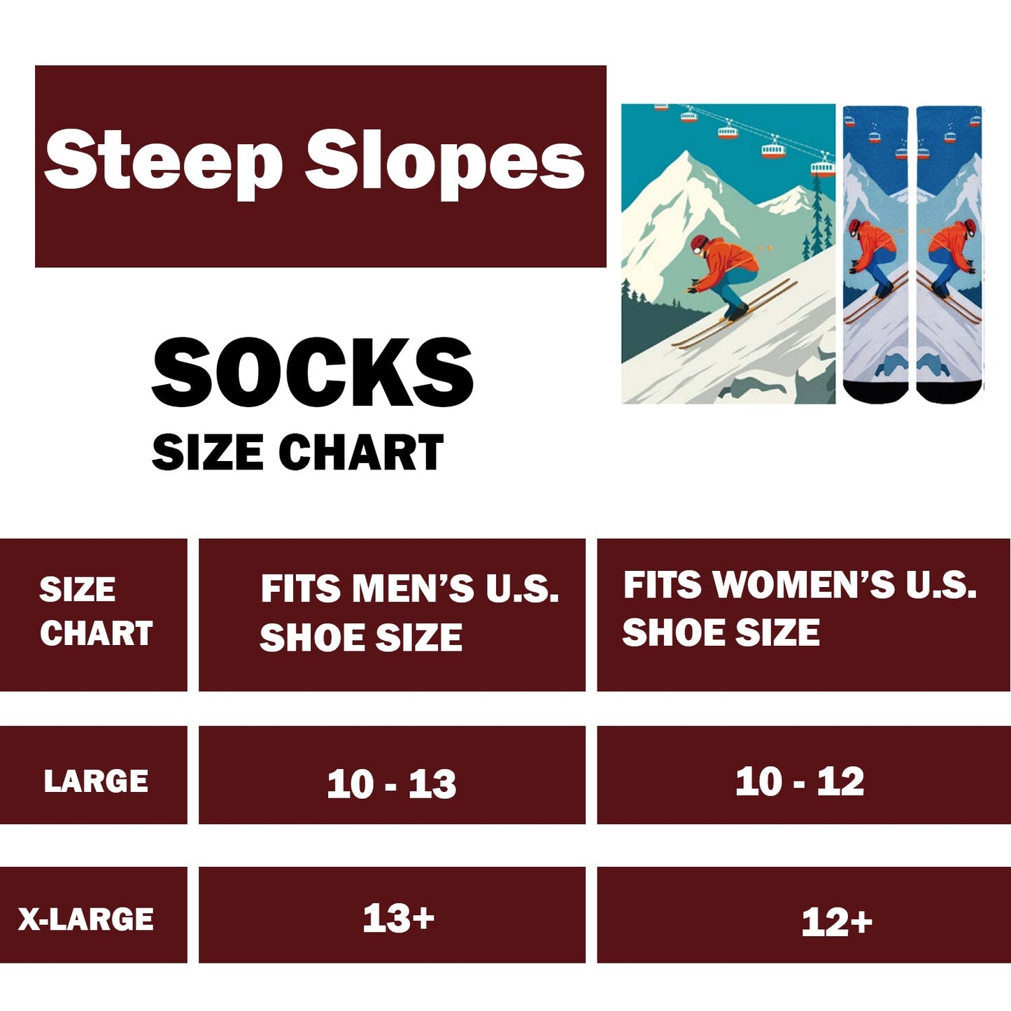 Sierra Socks Steep Slopes Pattern CoolMax Socks, Nature Collection for