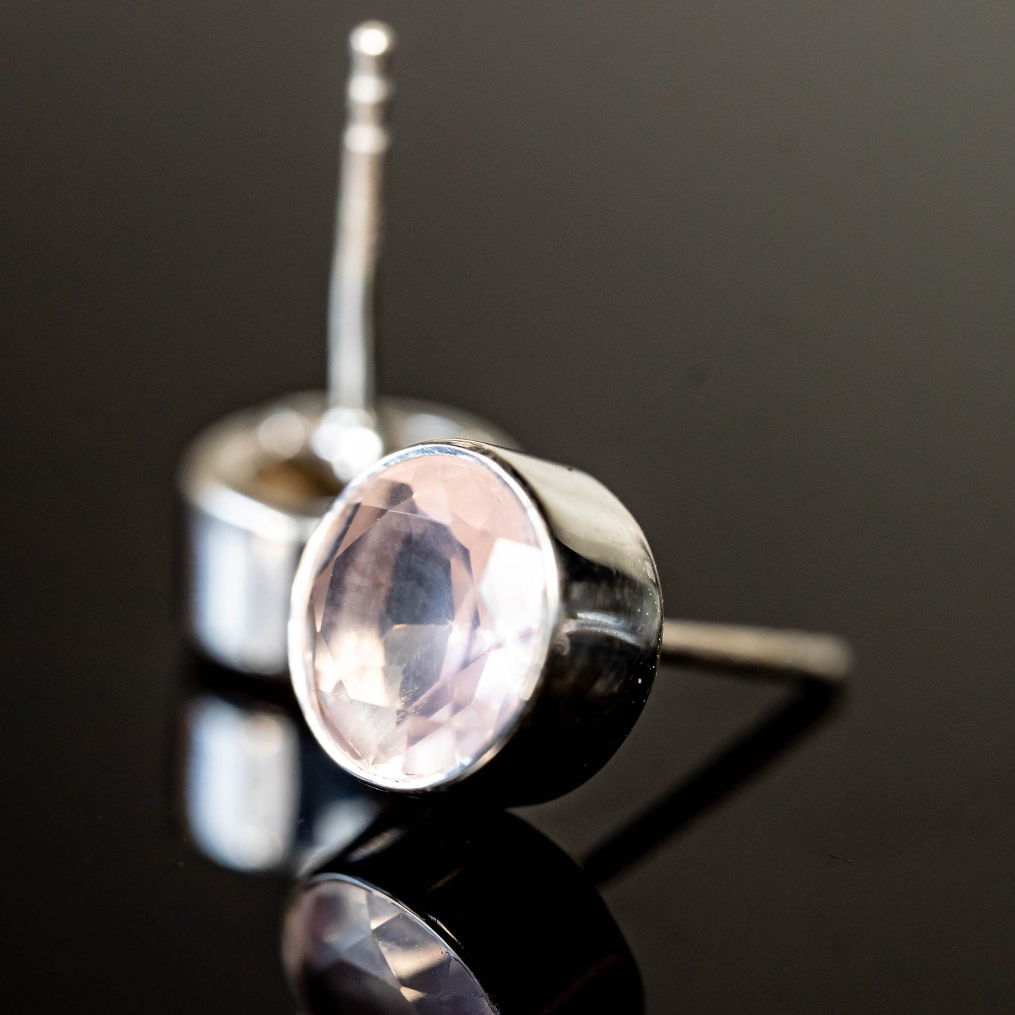 Amy Rose Quartz Round Studs
