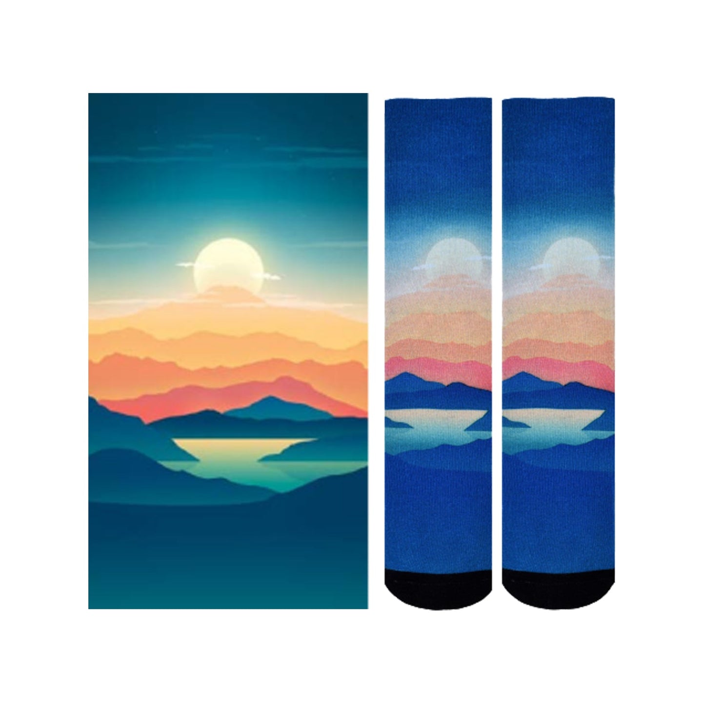 Sierra Socks Sunrise Pattern CoolMax Socks, Nature Collection for Men