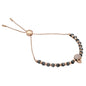 Crystal Encrusted Rose Gold Skull Beaded Bracelet