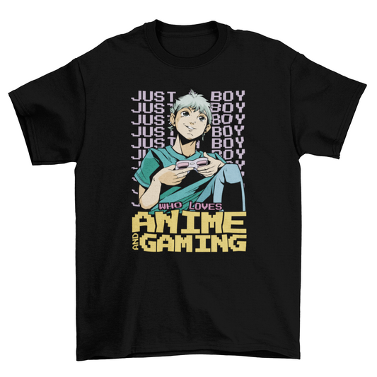 Anime boy playing video games t-shirt