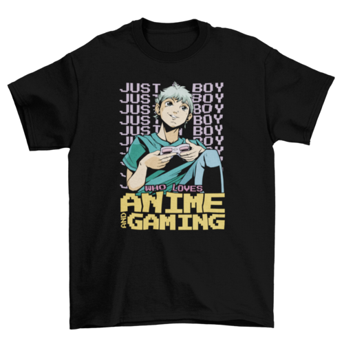 Anime boy playing video games t-shirt