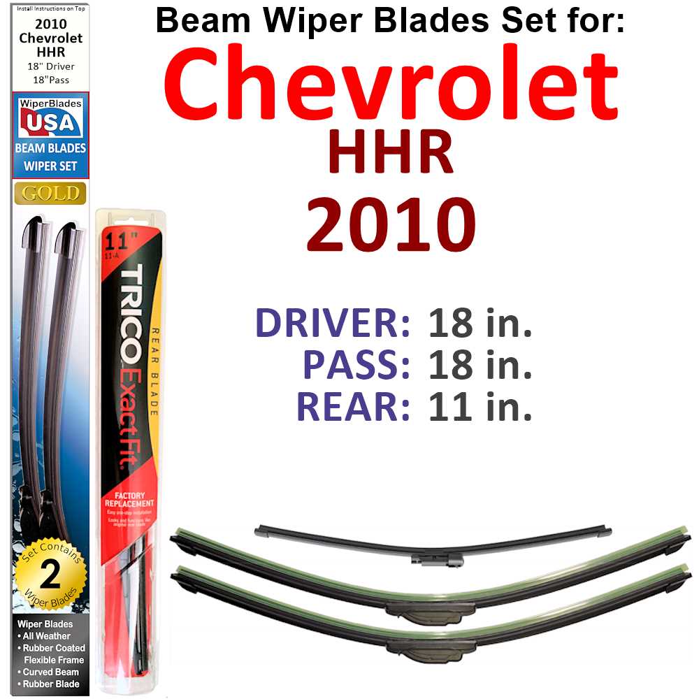 Beam Wiper Blades for 2010 Chevrolet HHR (Set of 3)
