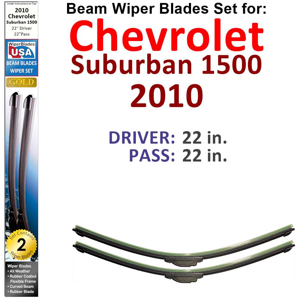 Beam Wiper Blades for 2010 Chevrolet Suburban 1500 (Set of 2)