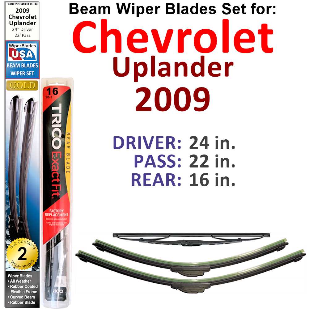 Beam Wiper Blades for 2009 Chevrolet Uplander (Set of 3)