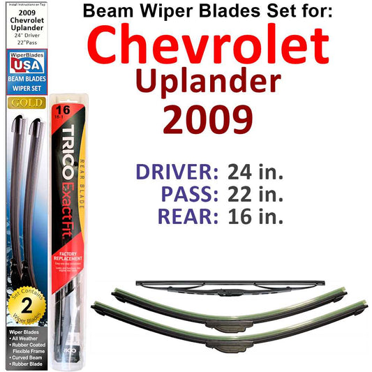 Beam Wiper Blades for 2009 Chevrolet Uplander (Set of 3)