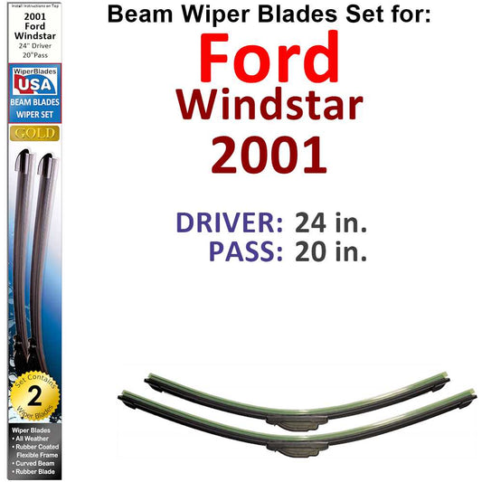 Beam Wiper Blades for 2001 Ford Windstar (Set of 2)