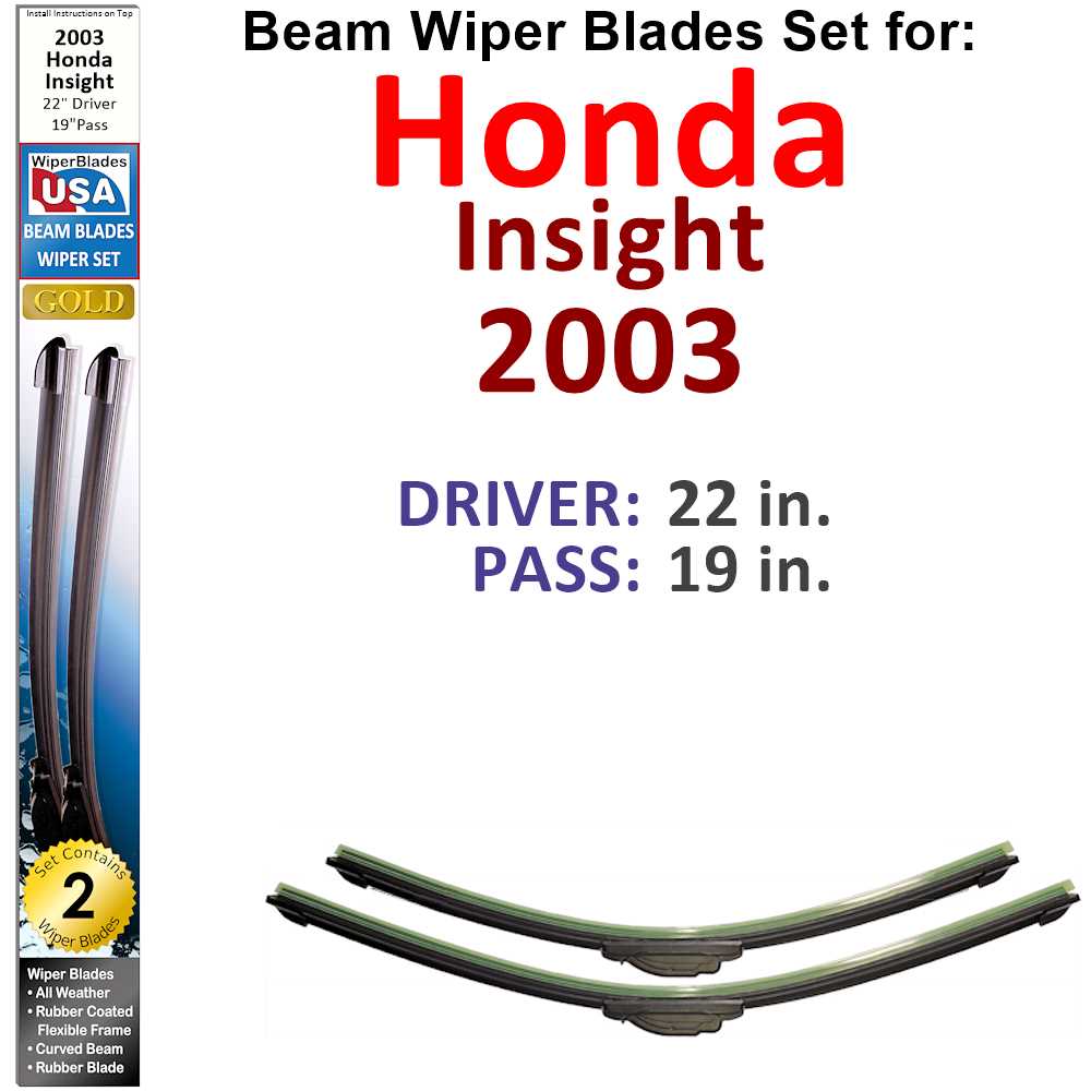 Beam Wiper Blades for 2003 Honda Insight (Set of 2)