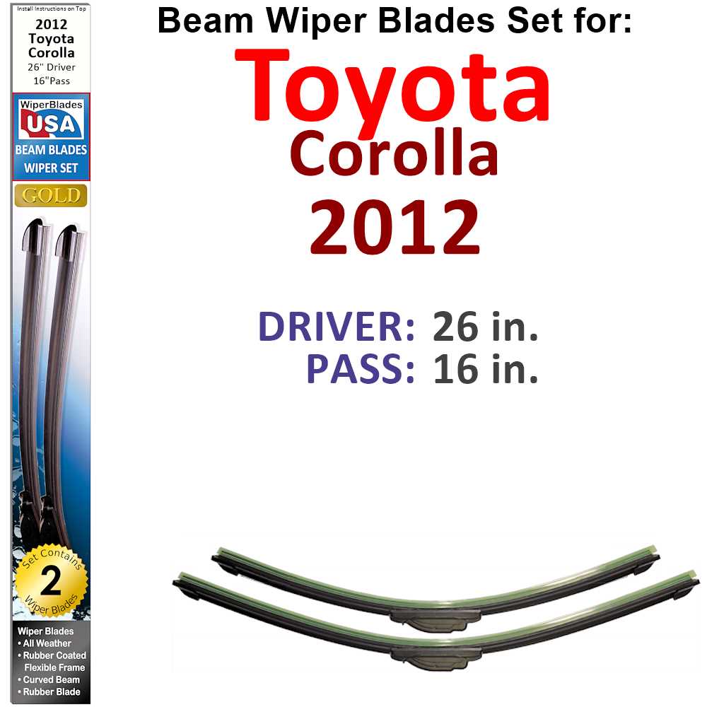 Beam Wiper Blades for 2012 Toyota Corolla (Set of 2)