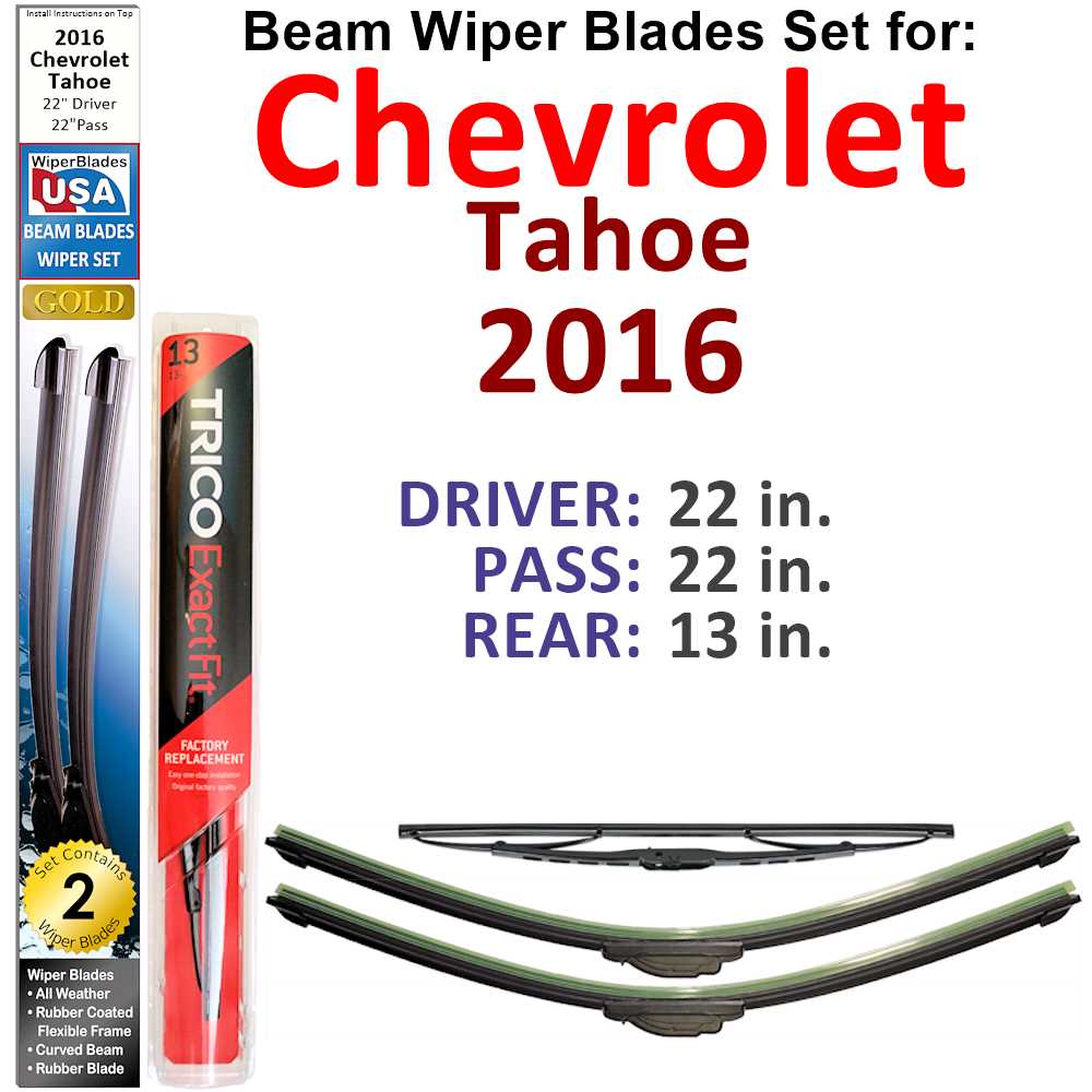Beam Wiper Blades for 2016 Chevrolet Tahoe (Set of 3)