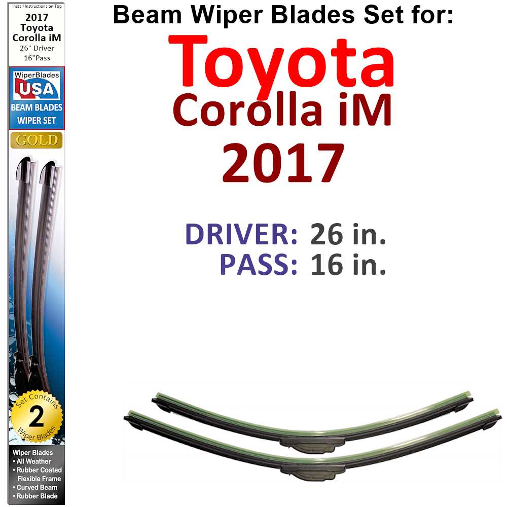 Beam Wiper Blades for 2017 Toyota Corolla iM (Set of 2)